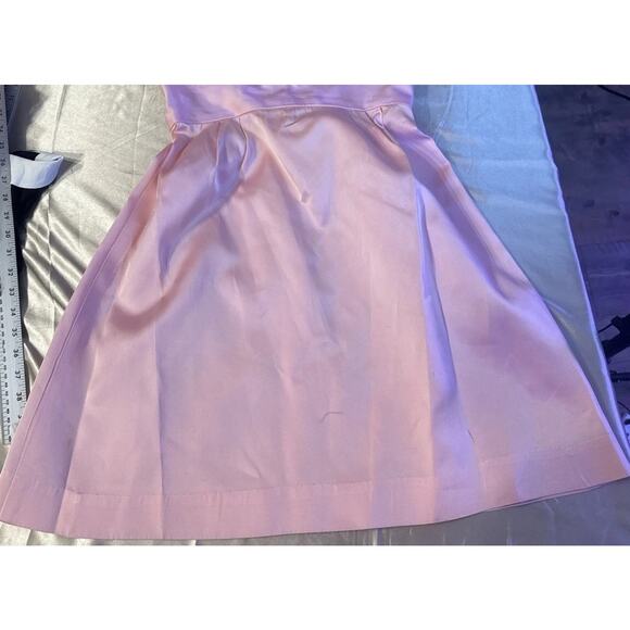 Vintage Pink Lorrie Deb Heavy Satin Dress MCM Coquette Mad Men Balletcore - Picture 16 of 16